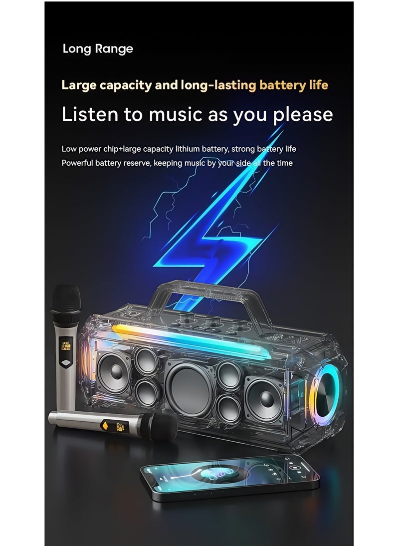 Claison Karaoke Machine for Adults and Kids,Portable Bluetooth Speaker with 2 UHF Wireless Microphones Karaoke Speaker pa System for Home Parties,Wedding  - Image 5