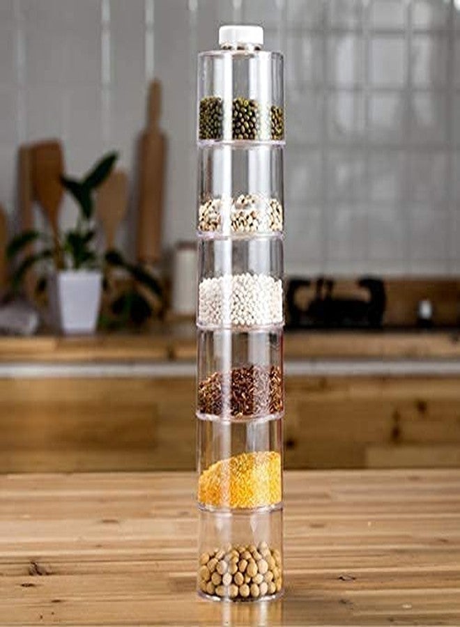 Ostin 6 Pcs Set Spice Jar Pepper Shaker Box, Foldable Transparent Herb Spice Storage Tower, Food-Grade PS Material, Kitchen Seasoning Cans. - Image 1