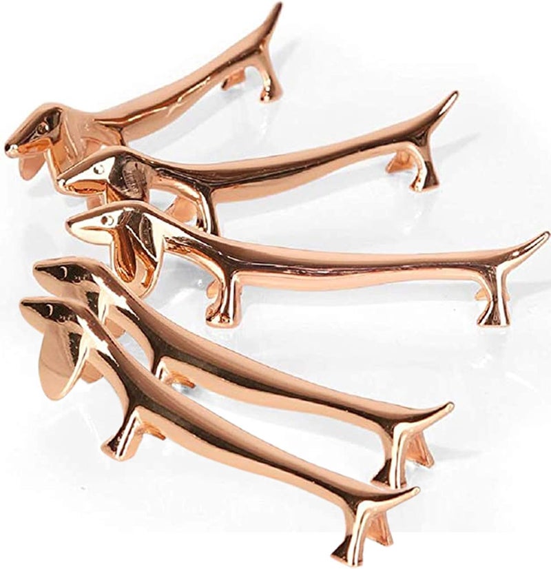 Pack of 5 Zinc Alloy Chopsticks Spoon Forks Knives Tableware Rest Set,Rose Gold Dogs
