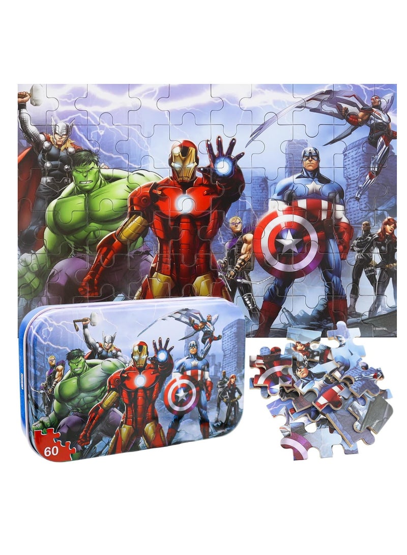 60 Pcs Puzzles for Kids, Wooden Jigsaw Puzzles in a Storage Box, Toddler Puzzles, for Kids Ages 4-6, Puzzles in a Metal Box Educational Jigsaw Puzzles for Girls and Boys, Puzzle Toys - Image 1