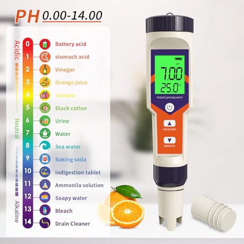 GISNPA Digital PH Water Tester, 5 in 1 PH/TDS/EC/Salt/Temp Meter, a Practical Portable Meter for Pool, Aquarium, Drinking Water, Shower& Kitchen Drinking Water for The Household - Image 2