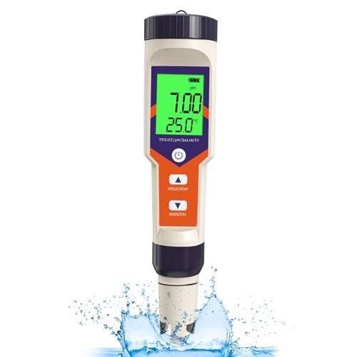 GISNPA Digital PH Water Tester, 5 in 1 PH/TDS/EC/Salt/Temp Meter, a Practical Portable Meter for Pool, Aquarium, Drinking Water, Shower& Kitchen Drinking Water for The Household - Image 1