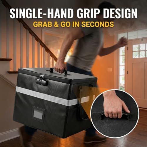 Calenzana Vinyl Record Storage Box with Lock, Fireproof Water Resistant Record Organizer for 150+ Single Records 12-inch, Collapsible Crate Box for Valuable Album, 16.7'' x 13.2'' x 13.4'' - Image 5