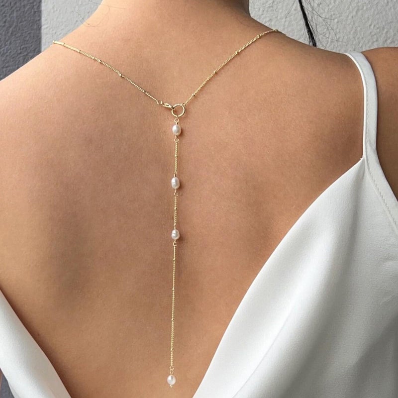 Your Always Charm Rhinestone Back Chain Necklace for Backless Dress Body Chain Jewelry Backdrop Chain Necklaces for Women - Image 2
