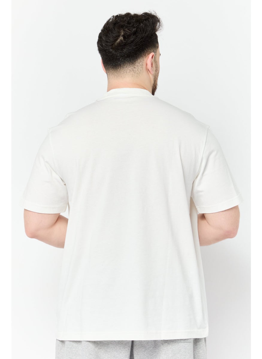 Reebok Men Sportswear Fit Embroidered Logo Short Sleeves Outdoor T-Shirt, Off White  - Image 3