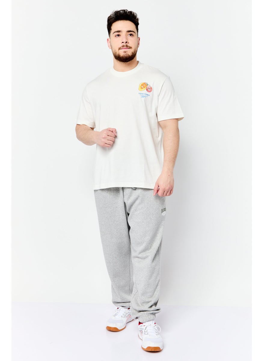 Reebok Men Sportswear Fit Embroidered Logo Short Sleeves Outdoor T-Shirt, Off White  - Image 2