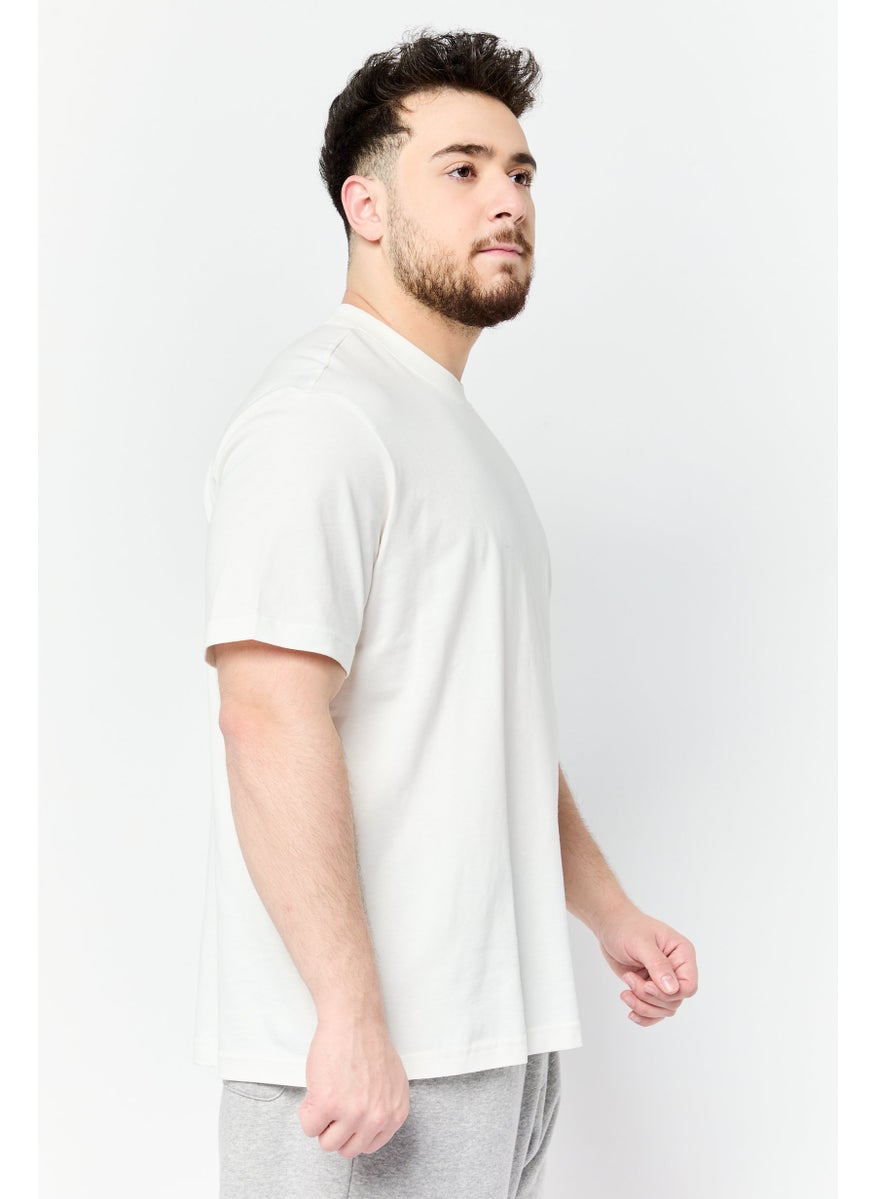 Reebok Men Sportswear Fit Embroidered Logo Short Sleeves Outdoor T-Shirt, Off White  - Image 4