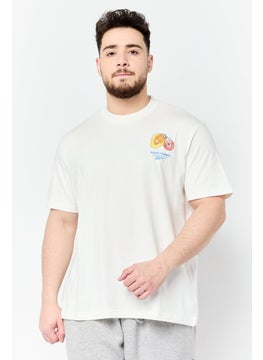 Reebok Men Sportswear Fit Embroidered Logo Short Sleeves Outdoor T-Shirt, Off White  - Image 1