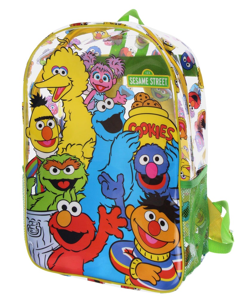 INTIMO Sesame Street Elmo Big Bird Cookie Monster Clear Travel Backpack For Daily Use 16" - Image 3