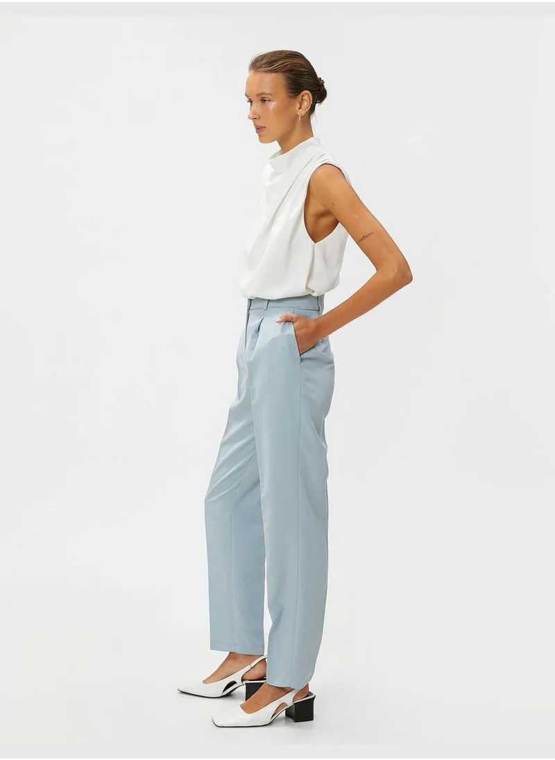 KOTON Cigarette Trousers Pocket Pleated Modal Blended