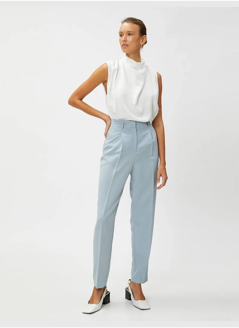 KOTON Cigarette Trousers Pocket Pleated Modal Blended