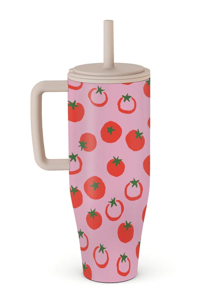 BURGA 40oz 1.2L Insulated Tumbler with Handle & Leakproof Straw Lid – Keeps Drinks Hot 12 Hrs / Cold All Day – Stainless Steel Travel Mug, Cupholder Friendly, Double Wall Vacuum, Reusable Water Bottle Salsa - Image 1