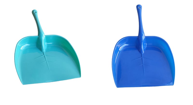 GinoSet® Plastic Unbreakable Dustpan Big Size with Long Handle DUST Collector PAN for Home and Kitchen(Pack of 2 PC) Multi Colors - Image 1