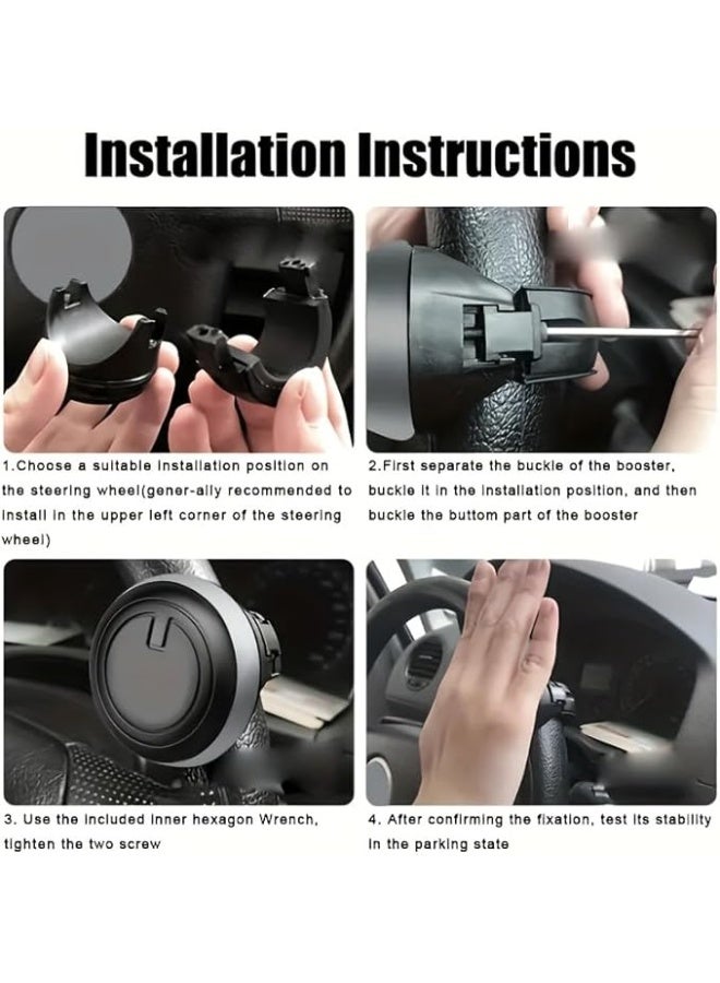 My souq 360-Degree Steering Wheel Spinner Knob - Universal Car Power Handle Ball Assist with Protective Soft Rubber Spacer, Anti-Slip Driving Helper for Cars and Trucks (Black/Grey) - Image 5
