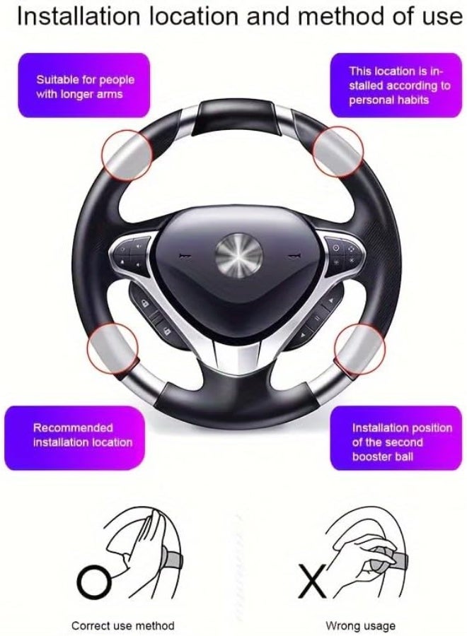 My souq 360-Degree Steering Wheel Spinner Knob - Universal Car Power Handle Ball Assist with Protective Soft Rubber Spacer, Anti-Slip Driving Helper for Cars and Trucks (Black/Grey) - Image 4