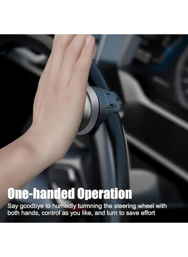 My souq 360-Degree Steering Wheel Spinner Knob - Universal Car Power Handle Ball Assist with Protective Soft Rubber Spacer, Anti-Slip Driving Helper for Cars and Trucks (Black/Grey) - Image 2
