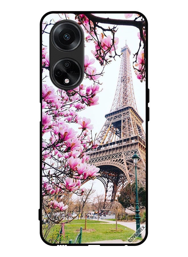 Covernex Protective Case Cover For Oppo A98 5G Flowers & Eiffel Tower - Image 1