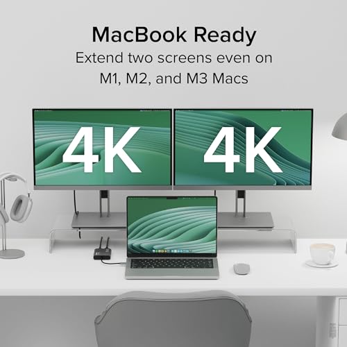 Plugable USB C to HDMI Adapter, Dual Monitor 4K 60Hz for Apple Mac M1/M2/M3, DisplayLink Multiple Displays for Thunderbolt MacBook or iMac, Driver Required (USBC-6950M) - Image 3