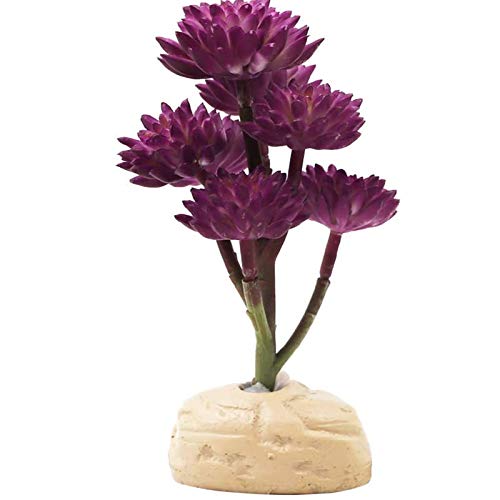 KERUIDENG Reptile Plants Artificial Terrarium Plants Reptile Plastic Plants for Reptile Habitats with Base Purple