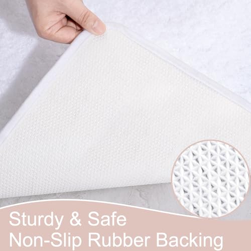 AROGAN Luxury Long Bathroom Runner Rug, 24x60 Inch Thick Soft and Absorbent Non Slip Bath Mat, Rubber Backing Quick Dry Rugs Carpets, Machine Washable Plush Mats for Shower Floor, White - Image 3