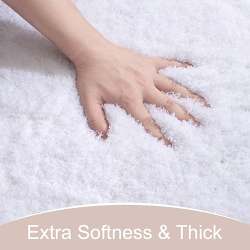 AROGAN Luxury Long Bathroom Runner Rug, 24x60 Inch Thick Soft and Absorbent Non Slip Bath Mat, Rubber Backing Quick Dry Rugs Carpets, Machine Washable Plush Mats for Shower Floor, White - Image 2