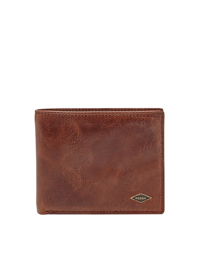 FOSSIL محفظة فوسيل للرجال قابلة للطي مع بطاقة هوية قابلة للطي - بني، جلد - Image 1