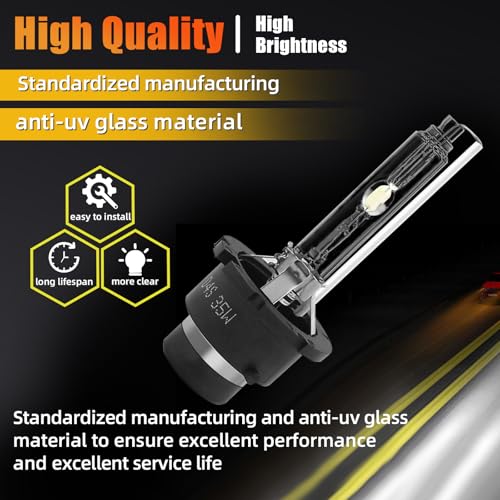 Tivora D4S Xenon HID Headlight Bulbs 6000K Cool White 35W Compatible with 2010-2015 Lexus RX IS GS ES 350, D4S C1 Replacement Headlamps Projector Lights, Pack of 2 - Image 4