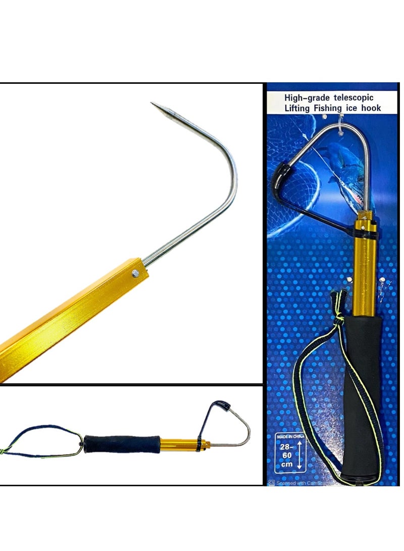 oakura Fishing Spear Hook Tackle Fish Landing  Gaff 60 Cm long Folding 2 Section Extendable Telescopic Pole Handle - Image 1
