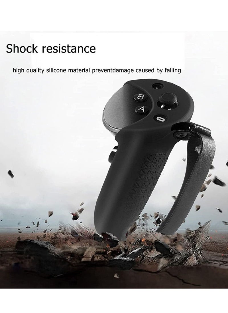 Controller Grips Protector Compatible with Meta Quest Pro Touch Game Controller Protector Cover Precise Hole Position Soft Silicone Grips Accessories with Knuckle Straps  Black  - Image 4