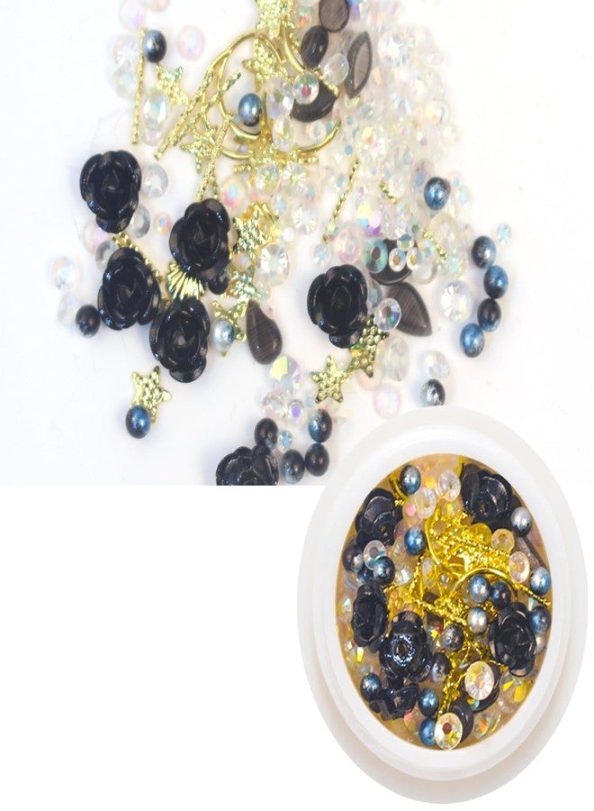 SILPECWEE مجموعة تزيين الأظافر 3D من SILPECWEE 6 صناديق أحجار عين القط زهور قواقع مسامير معدنية مع ملقط و قلم مختار 1 قطعة - Image 5