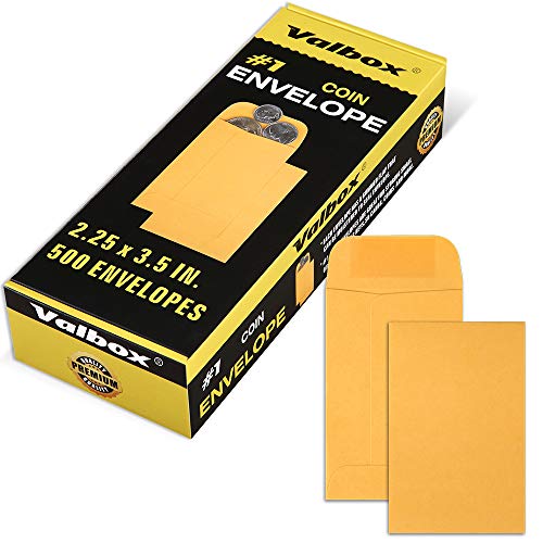 ValBox Coin Envelopes Small Parts Envelope with Gummed Flap for Home, Garden or Office Use, Kraft Seed Envelopes 500 per Box (Brown, 1 (2.25x3.5 Inches)) - Image 1