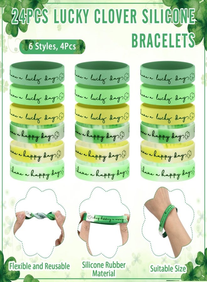 Sayglossy 72 Pcs St. Patrick's Day Party Favors Shamrock Ballpoint Pen Silicone Wristband Bracelet Green Irish Blessing Prayer Card Bulk Good Luck Clover Gift for Teacher Employee Office Supplies - Image 3