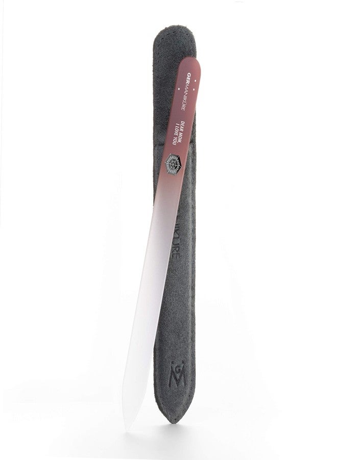 GERmanikure DEAR MOM: I LOVE YOU Genuine Patented Czech Crystal Glass Double Sided Manicure Pedicure Mantra Nail File in Protective Leather Case - Image 1