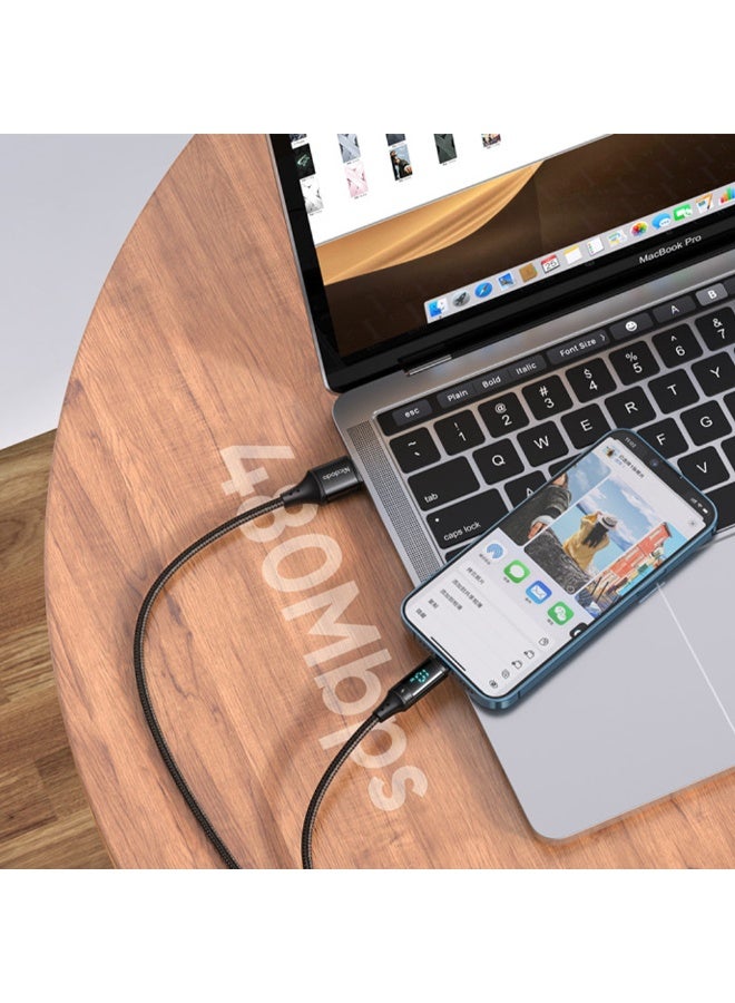 مكدودو كابل لايتنينج رقمي عالي الدقة CA-106، 1.2 متر، شحن سريع 3 أمبير ومزامنة بيانات USB 2.0، شاشة رقمية لحالة الشحن في الوقت الفعلي، تصميم من سبائك الألومنيوم القوية والنايلون المضفر، أداء مستقر وآمن في تصميم أنيق - أسود - Image 5