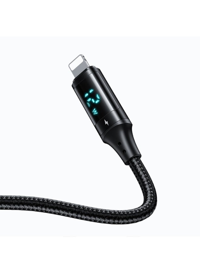 مكدودو كابل لايتنينج رقمي عالي الدقة CA-106، 1.2 متر، شحن سريع 3 أمبير ومزامنة بيانات USB 2.0، شاشة رقمية لحالة الشحن في الوقت الفعلي، تصميم من سبائك الألومنيوم القوية والنايلون المضفر، أداء مستقر وآمن في تصميم أنيق - أسود - Image 4