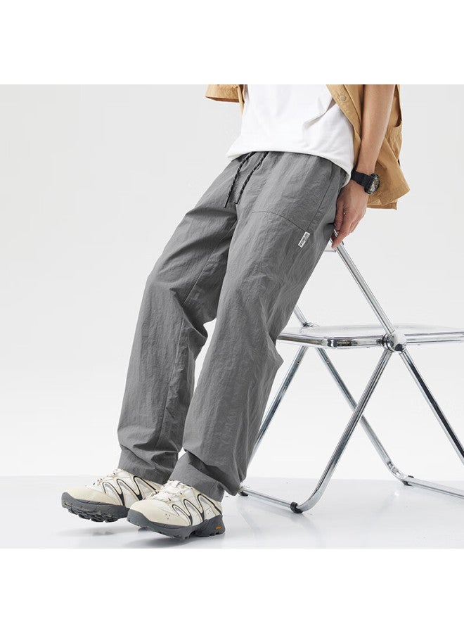 Wassup Sohot Men's Casual Pants Summer Trendy Workwear Pants Men's Ice Silk Quick-drying Outdoor Paratrooper Sports Trousers Grey XL - Image 4