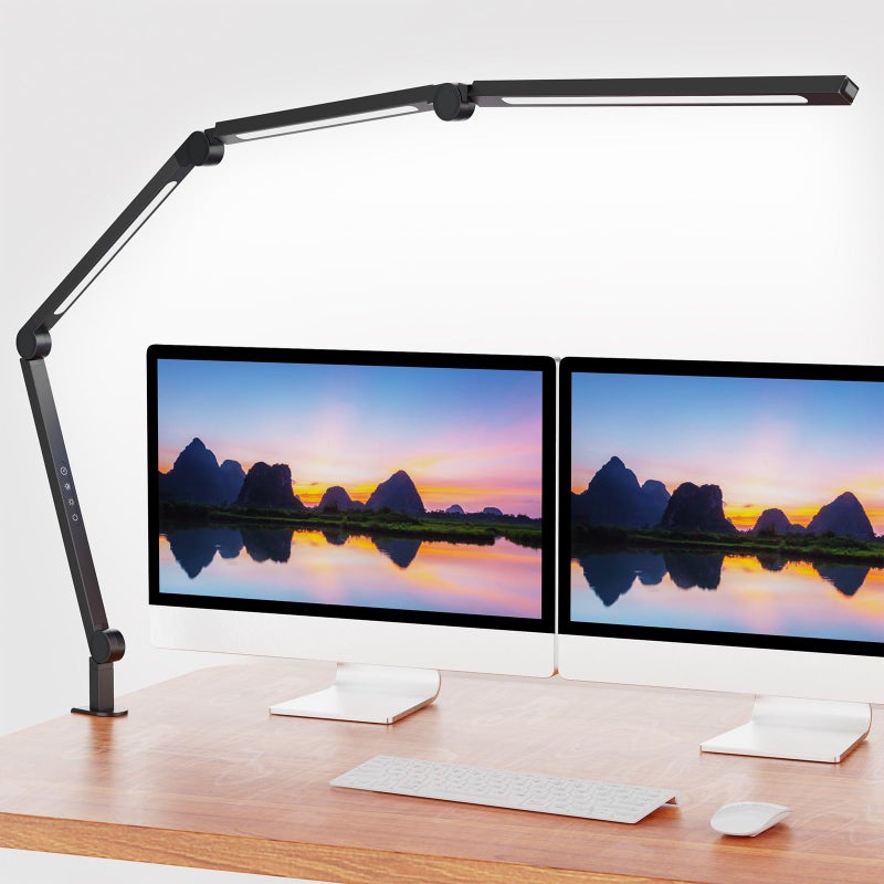 AILBTON Bright LED Desk Lamp with Clamp,Eye Caring Architect Led Desk Lights with Adjustable Swing Arm for Office Home,Dimming and Tempering Led Table Light - Image 1