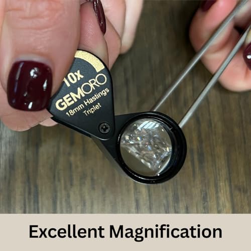 GemOro Jewelers Loupe Magnifier | Black Hastings Triplet 10x Jewelry Eye Loop Magnifying Glass Monocle for Watch Repair Diamonds Coins Plants Gems Stamps Rings Earrings | Pocket Microscope (18mm) - Image 5