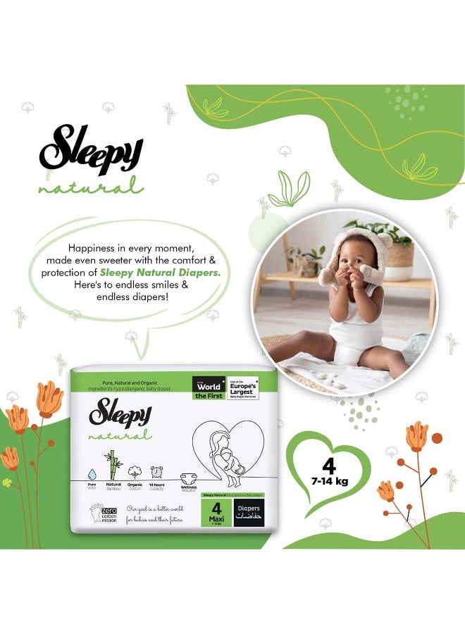 Sleepy Natural Size 4 , Newborn, 30 Count, 7-14Kg Hypoallergenic Baby Dry Diapers, Organic Cotton, Highly Absorbent, Bamboo Extract, Ultimate Comfort And Dryness, 100% Leakage Protection  - Image 5