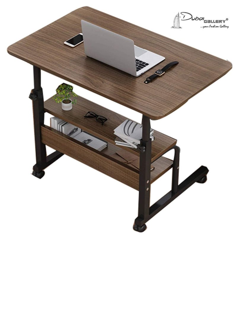 DubaiGallery طاولة مستشفى فوق السرير مع تخزين، عربة لابتوب قابلة للتعديل في الارتفاع والعرض، مكتب كمبيوتر متنقل، طاولة أريكة، حامل صينية للاستخدام المنزلي - Image 1
