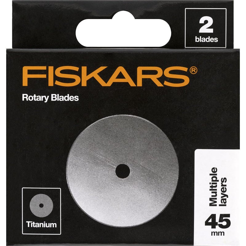 Fiskars 45mm Titanium Rotary Blades (2 Pack) - Rotary Cutter Blade Replacement - Crafts, Sewing, and Quilting Projects - Grey - Image 1
