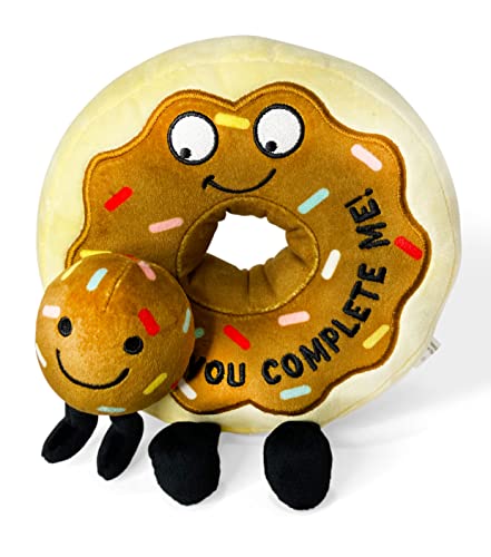 Punchkins Donut Plushie You Complete Me Cute Donut Plush Gift for Couple Girlfriend Boyfriend Wife Husband Food Plush Toy for Gifting - Image 1