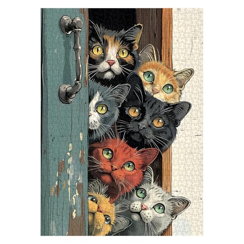 PPuzzling Cat Puzzles for Adults 1000 Pieces Colorful Cats Jigsaw Puzzles Challenging Animal Cute Kitten Puzzle as Home Wall Art - Image 5