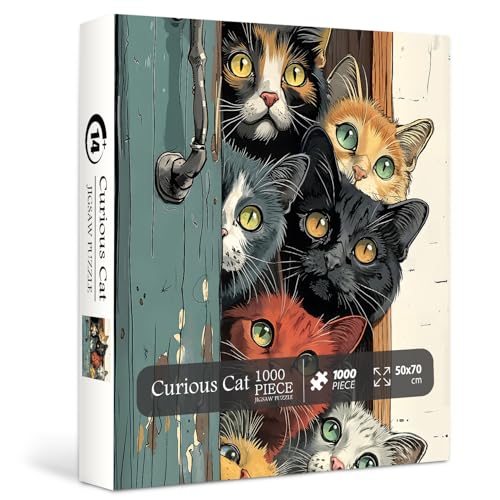 PPuzzling Cat Puzzles for Adults 1000 Pieces Colorful Cats Jigsaw Puzzles Challenging Animal Cute Kitten Puzzle as Home Wall Art - Image 1