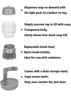 joyzzz Kitchen Brush with Stand Drip Tray Dishwasher Suitable for Sink Pots and Pans Washing and Cleaning  - Image 2