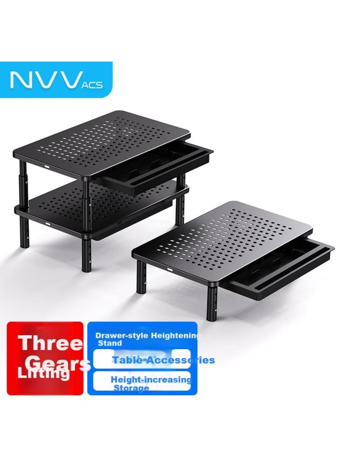 Nvv Monitor Stand Laptop Stand Desktop Computer Monitor Stand With Drawer Storage Shelf Desktop Office Keyboard Storage Stand Base Storage Rack Np-14s - Image 1