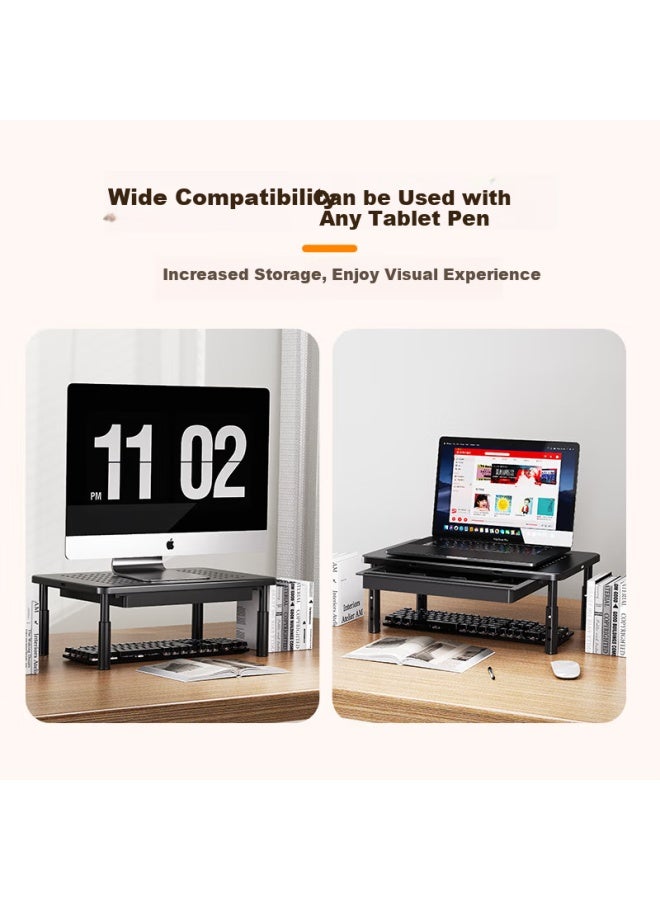 Nvv Monitor Stand Laptop Stand Desktop Computer Monitor Stand With Drawer Storage Shelf Desktop Office Keyboard Storage Stand Base Storage Rack Np-14s - Image 3