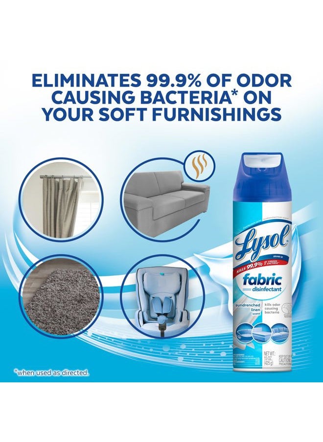 Fabric Disinfectant Spray, Sanitizing and Antibacterial Spray, For Disinfecting and Deodorizing Soft Furnishings, Sundrenched Linen 15 FL. Oz