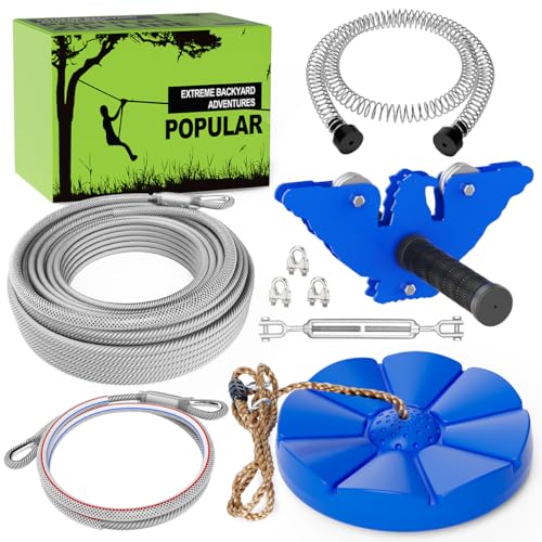 X XBEN Zip line Kits for Backyard 98FT Zip Lines for Kid and Adult Included Swing Seat Ziplines Brake and Steel Trolley Outdoor Playground Equipment - Image 1