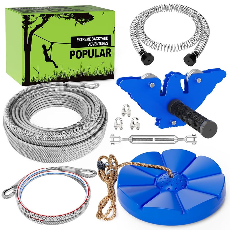X XBEN Zip line Kits for Backyard 98FT Zip Lines for Kid and Adult Included Swing Seat Ziplines Brake and Steel Trolley Outdoor Playground Equipment - Image 2